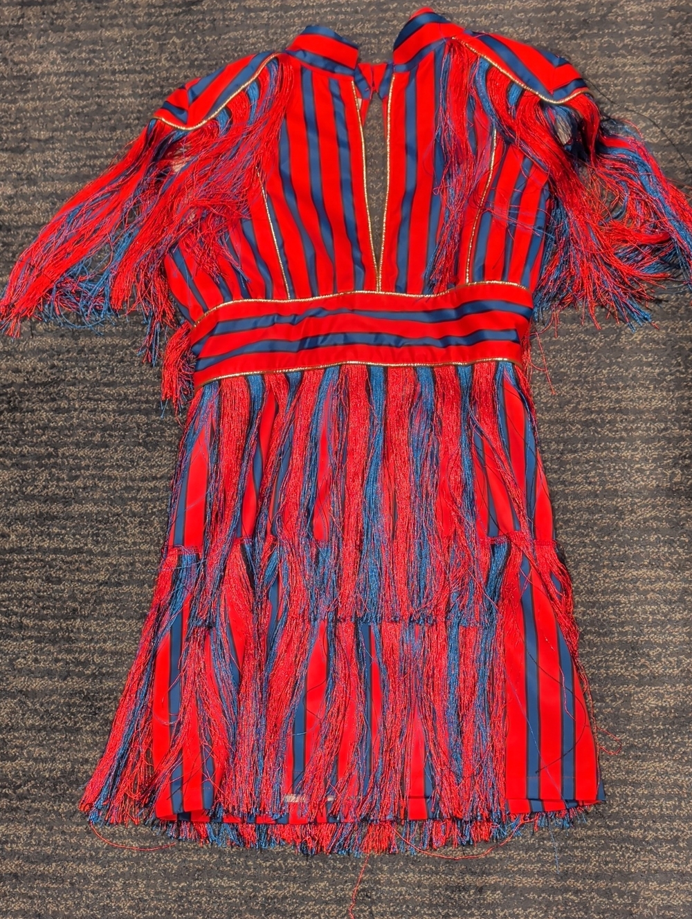 Red & Blue Striped Fringe Costume